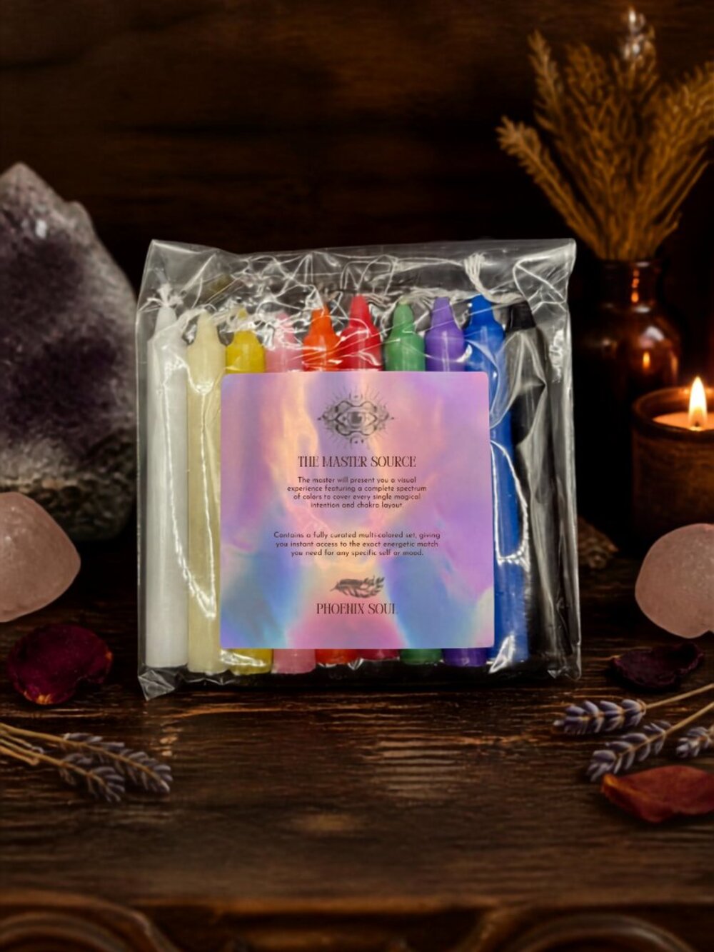 Master Source 10 Pack Assorted Chime Candles - Rainbow Multi Color Spell Set